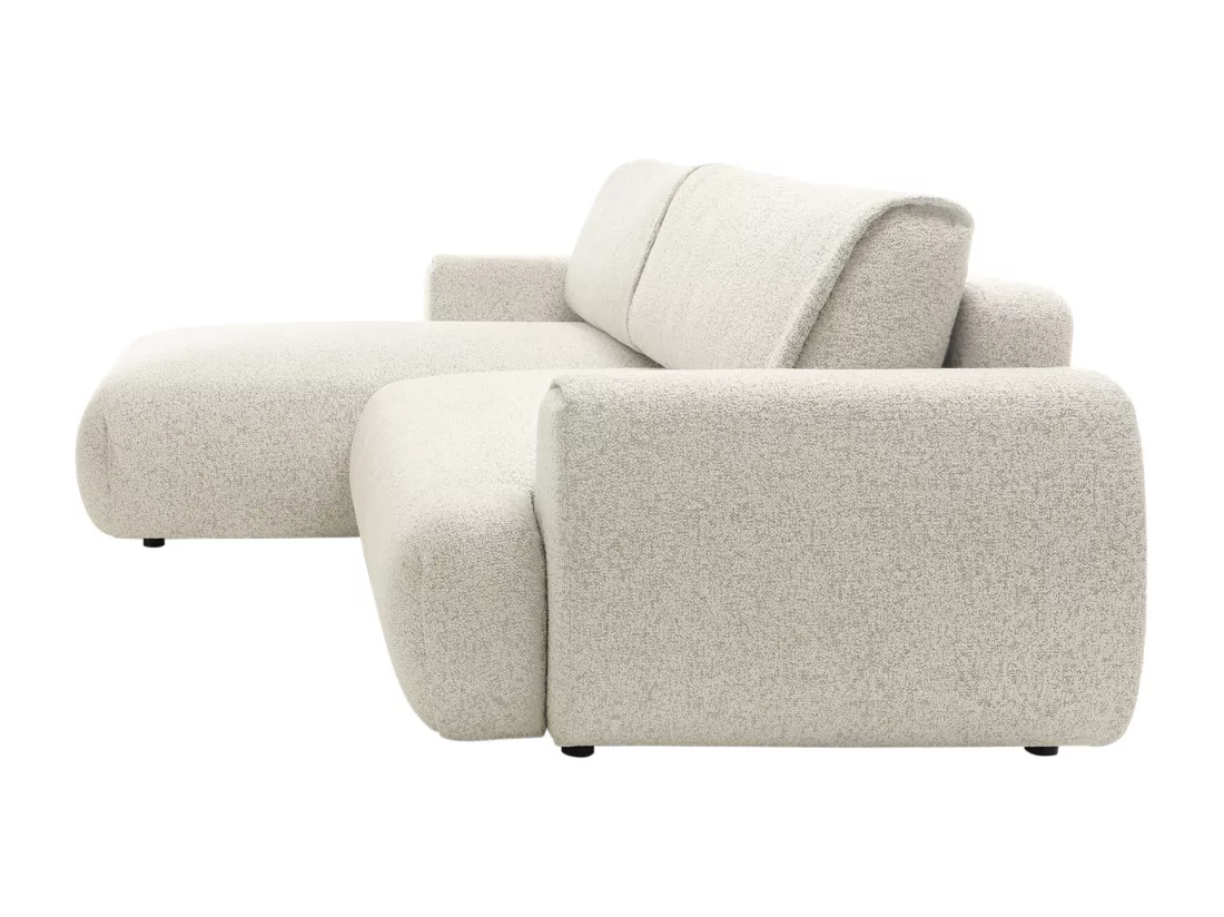 Canapé d'angle gauche convertible en tissu texturé beige MONELIA