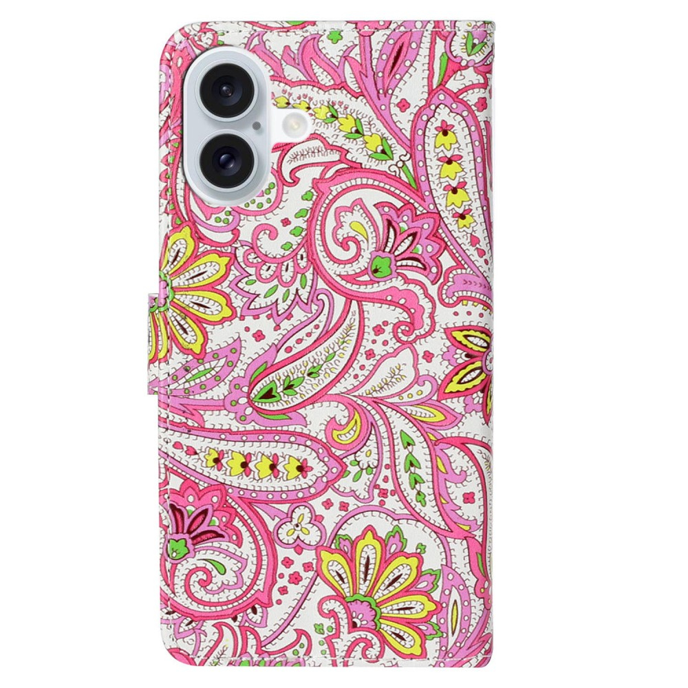 iPhone 16 Leder Tasche mit Kartenfächer - Retro Mandala