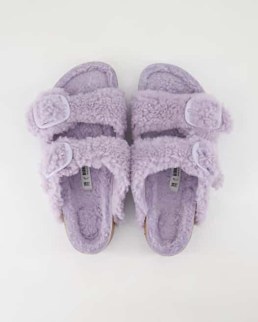 Birkenstock Arizona Big Buckle Teddy River Pantoletten in Lila