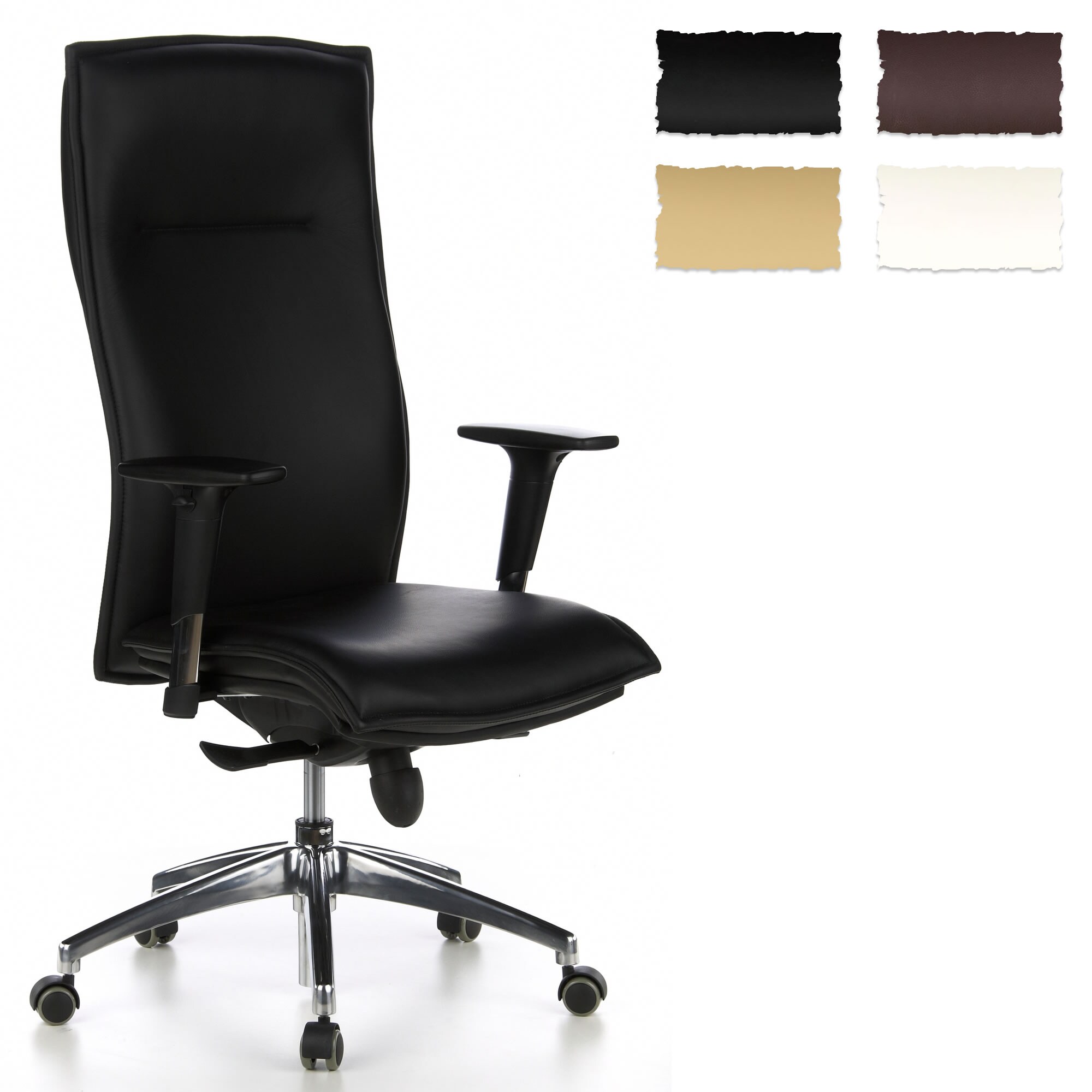 Luxus Chefsessel MURANO 20 Leder mit Armlehnen (höhenverstellbar) hjh OFFICE