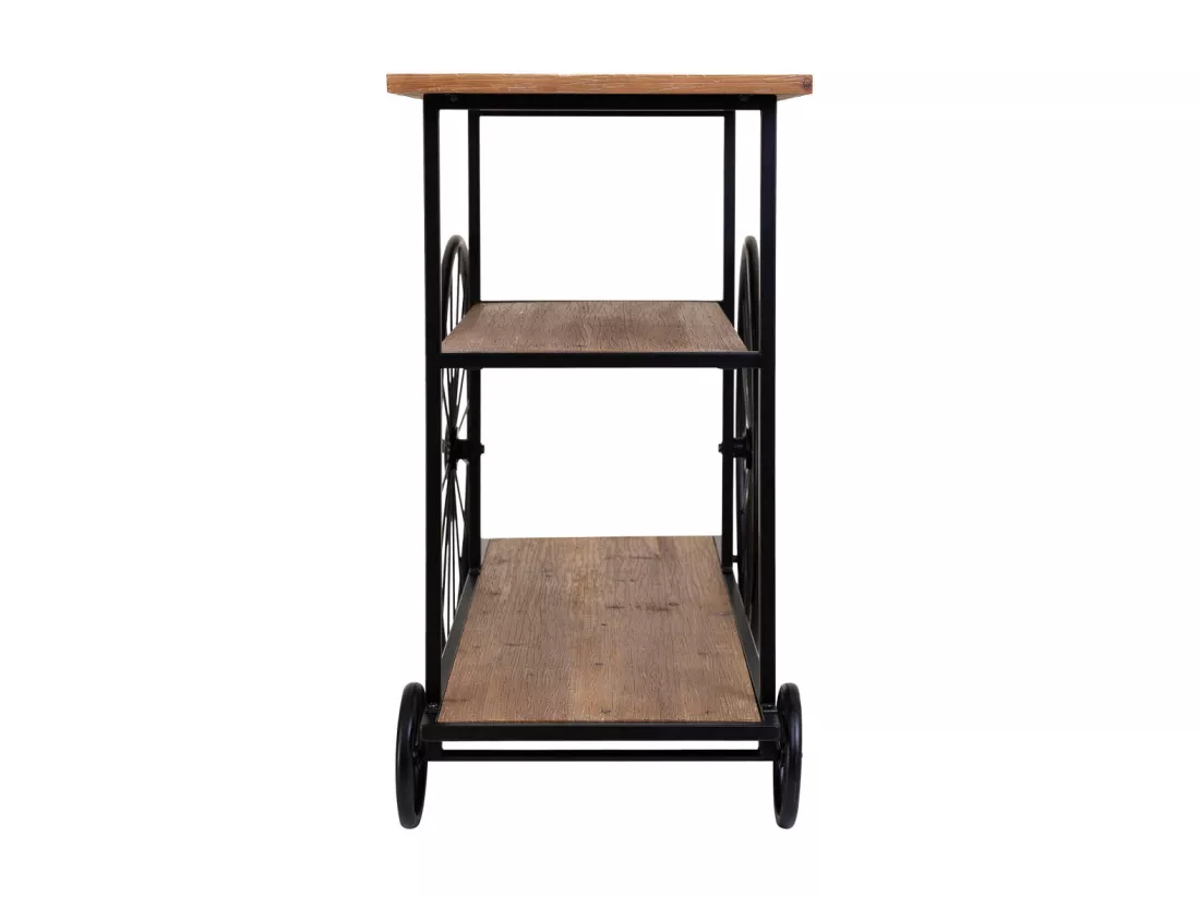 Console en bois et métal laqué noir avec 2 étagères 120x42x78h cm