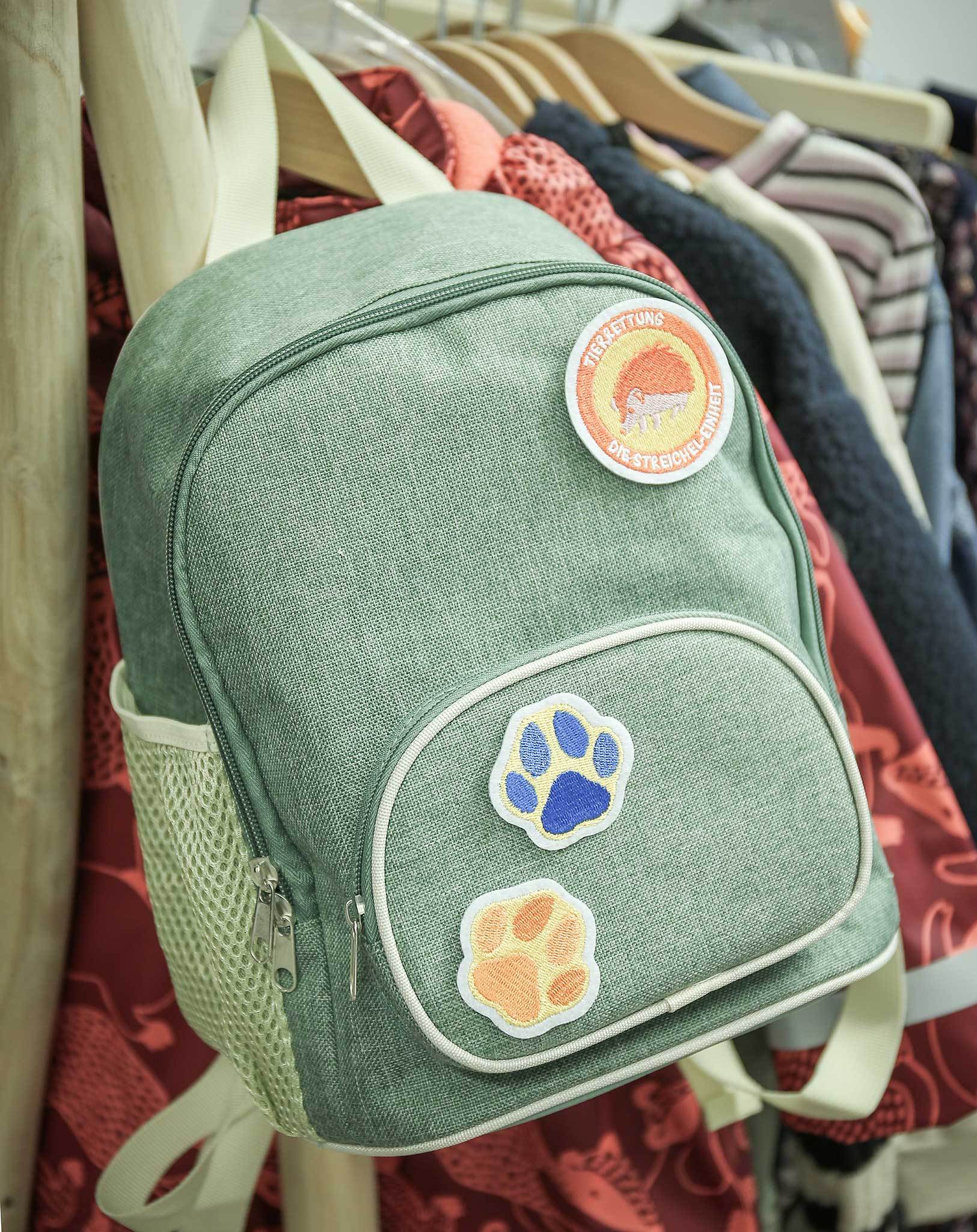 Kindergarten-Rucksack TIERRETTUNG mit 5 Bügelpatches