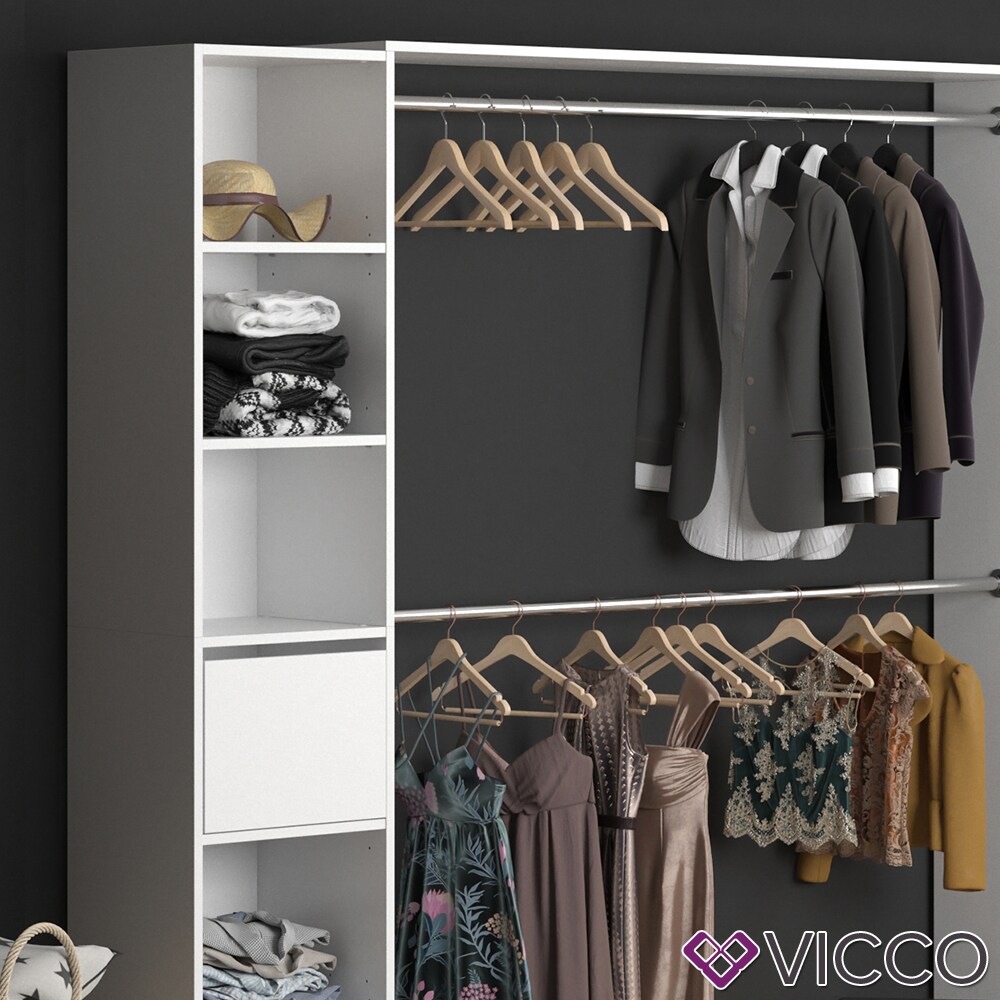 Vicco Kleiderschrank GUEST - Regal Schlafzimmer Erweiterung geteilt Schublade