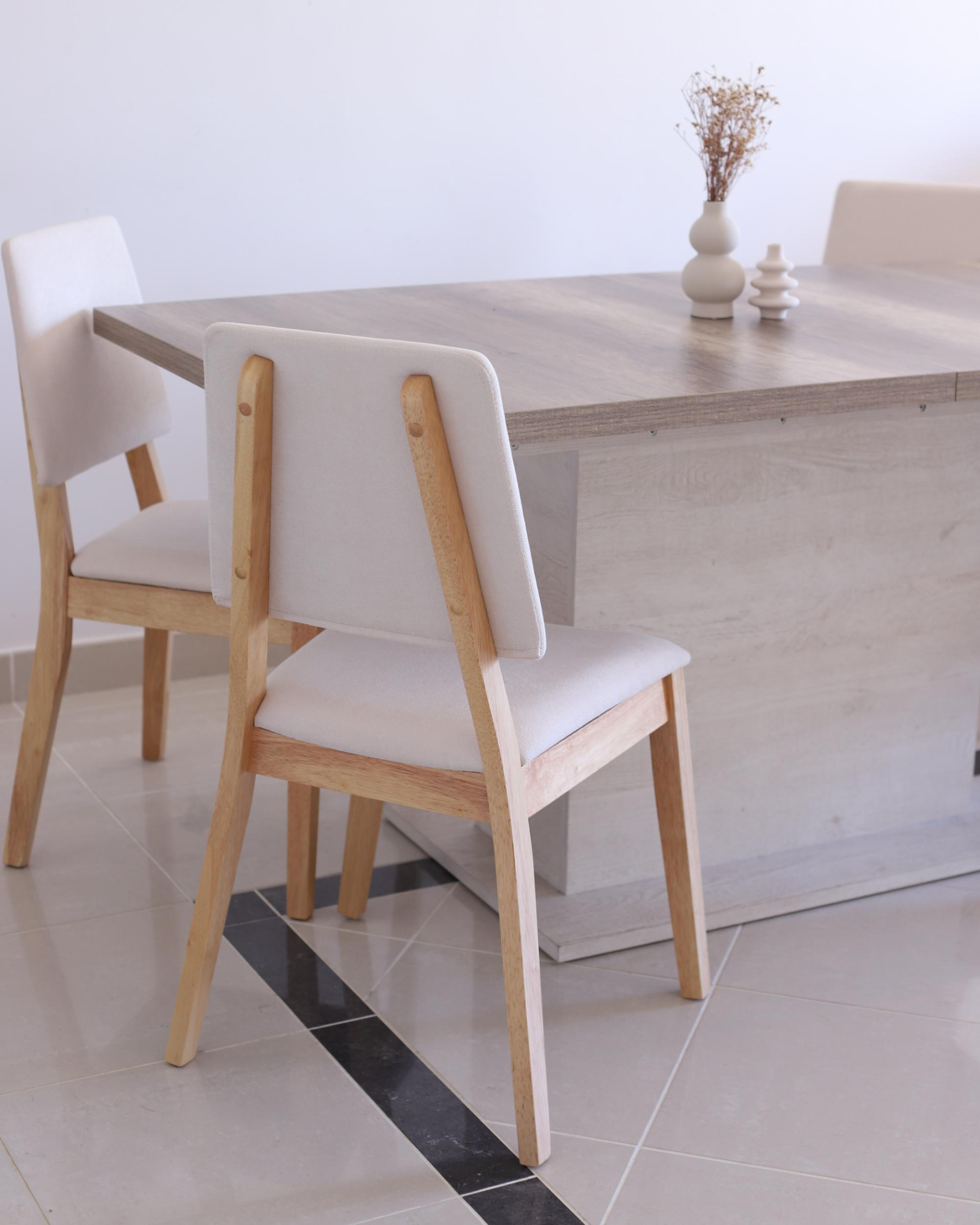 Set van 2 eetkamerstoelen MERRILL Hout Lichtbeige