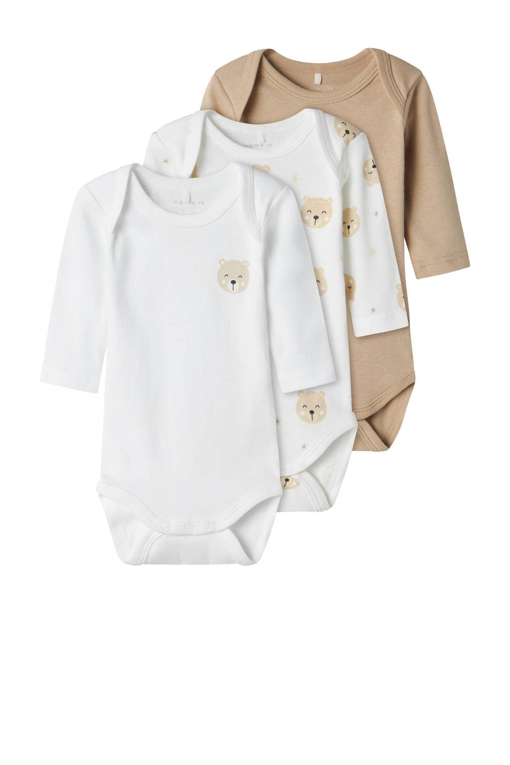 NAME IT romper NBNBODY - set van 3 zand/wit
