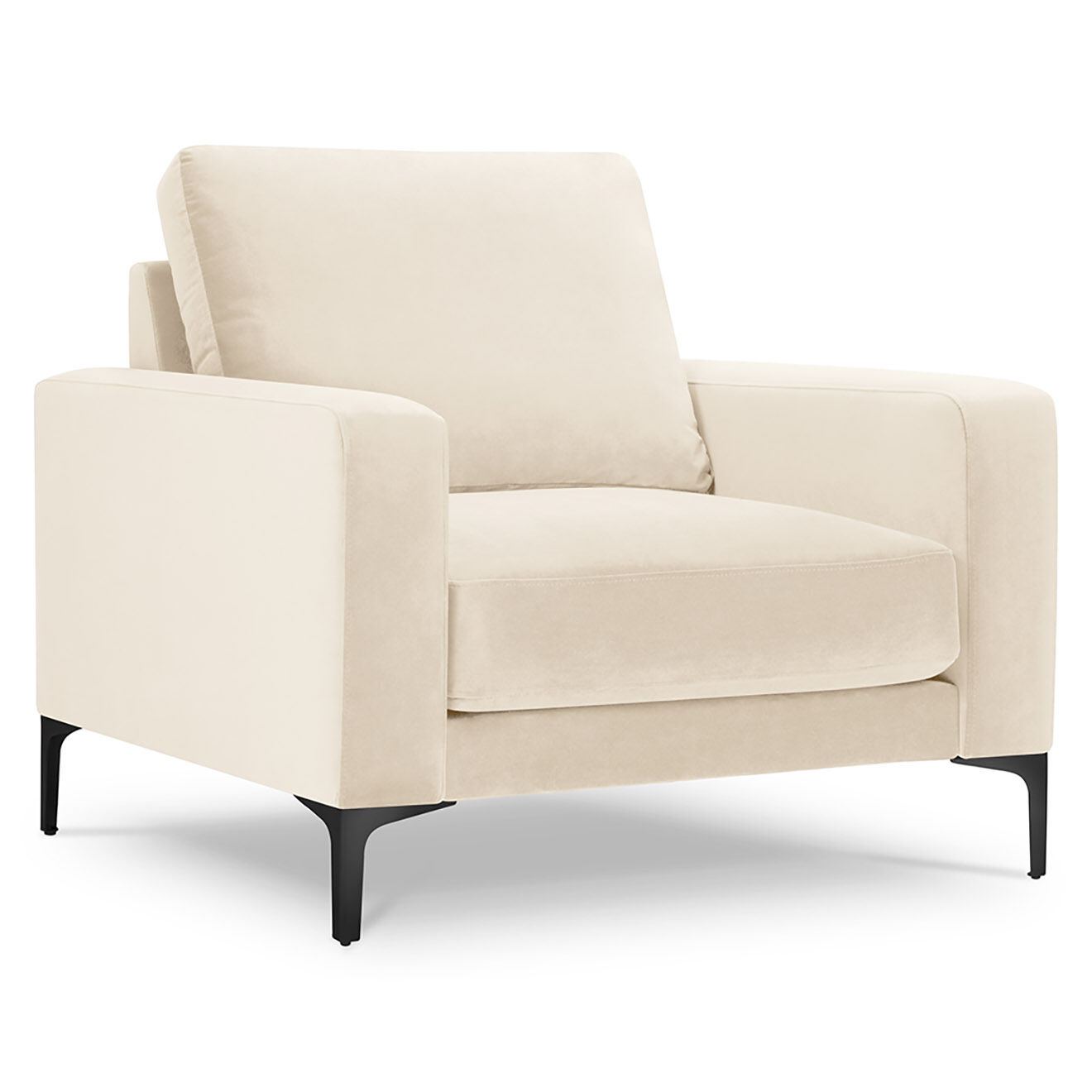 Mazzini Sofas Fauteuil Velours Venus beige clair - 92x92x90 cm
