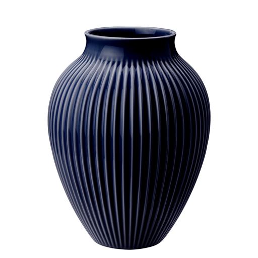 Knabstrup Riflet Vase, Dark Blue
