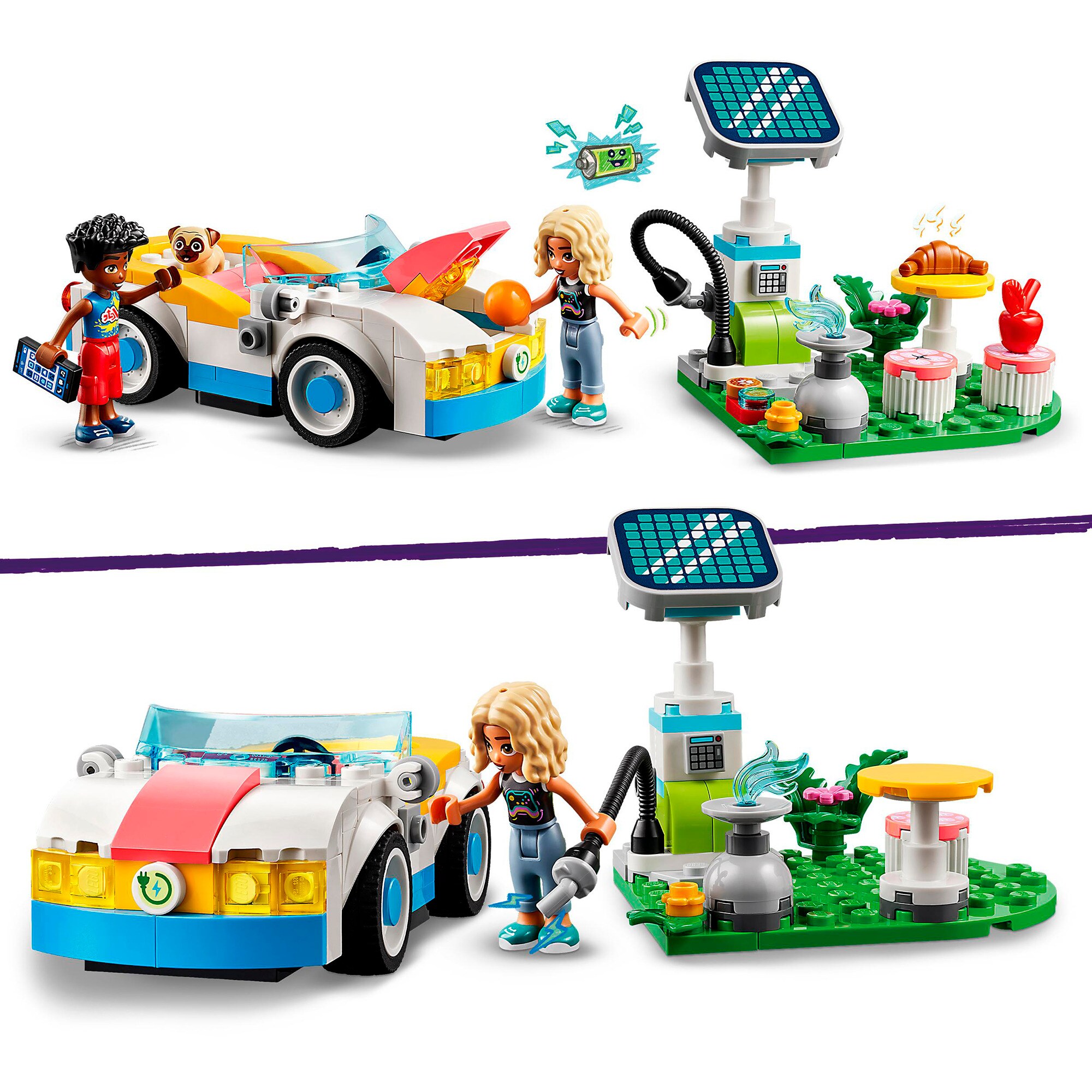 LEGO Konstruktionsspielzeug Friends E-Auto mit Ladestation