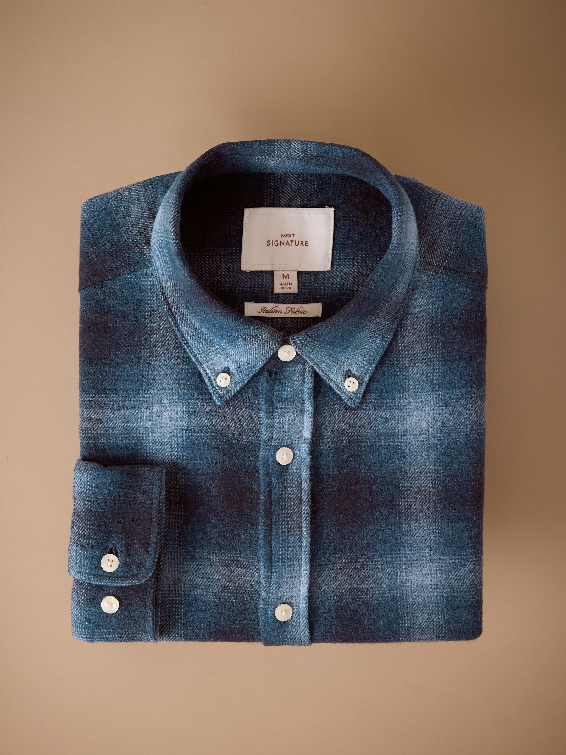 Blauw - Signature Ruit overhemd met Lange mouwen