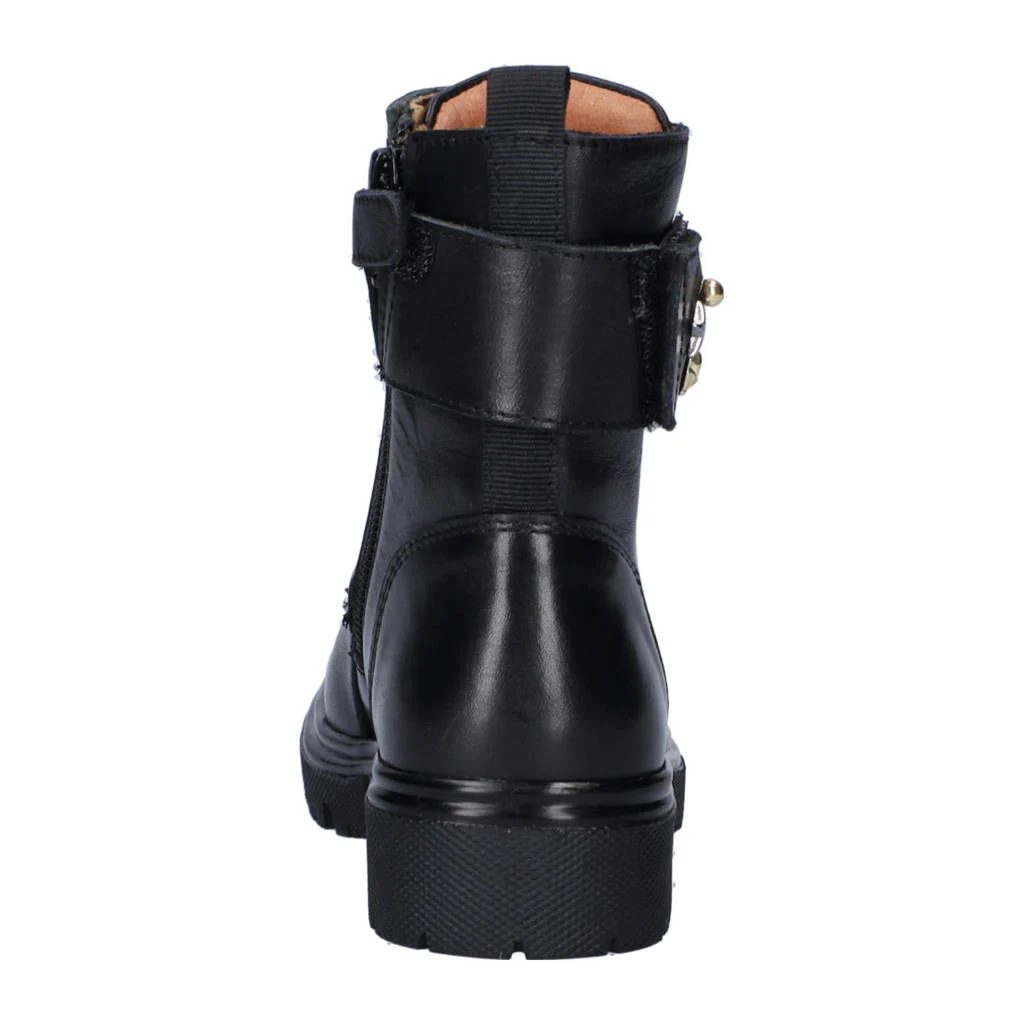 Nelson Kids leren veterboots zwart