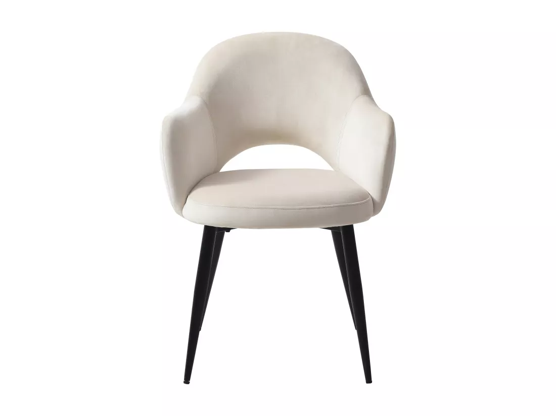 Lot de 2 chaises avec accoudoirs en velours et métal noir - Beige - ALSEY de Maison Céphy