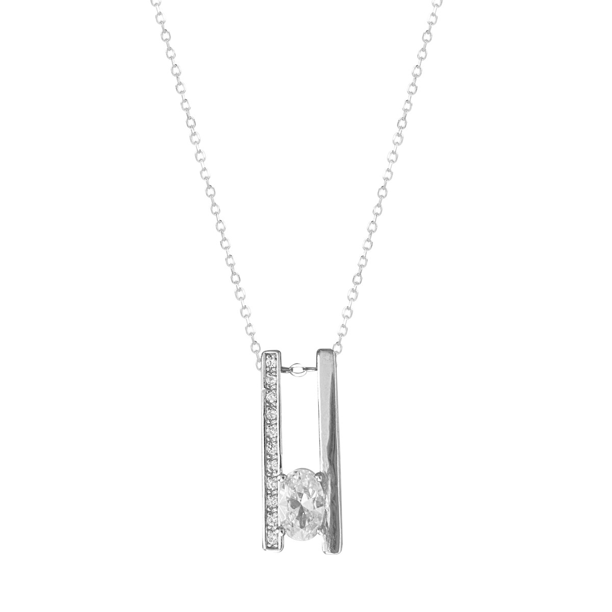Collier en argent 925 rhodié avec oxydes de zirconium