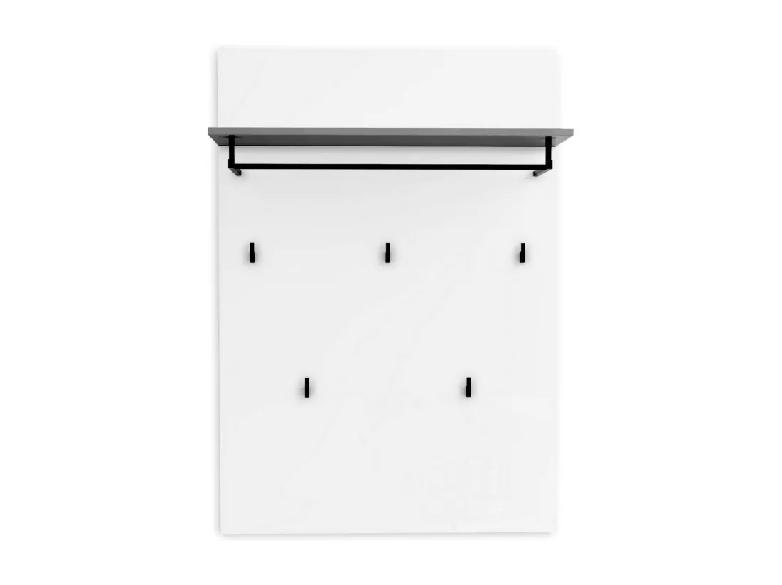 Portemanteau Dballotour, Portemanteau, Surmatelas, Cintre mural, Made in Italy, 80x25h115 cm, Blanc brillant et anthracite
