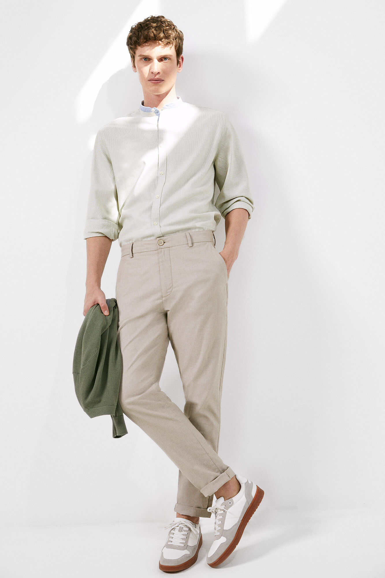 Camisa estilo Mao - cáqui escuro