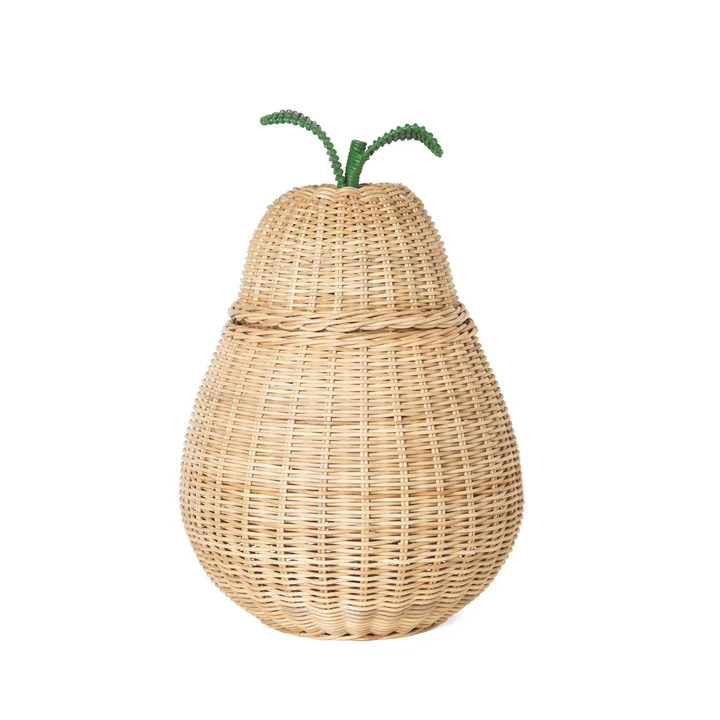 Ferm Living - Birnenförmiger Aufbewahrungskorb H 30 cm, natur / grün