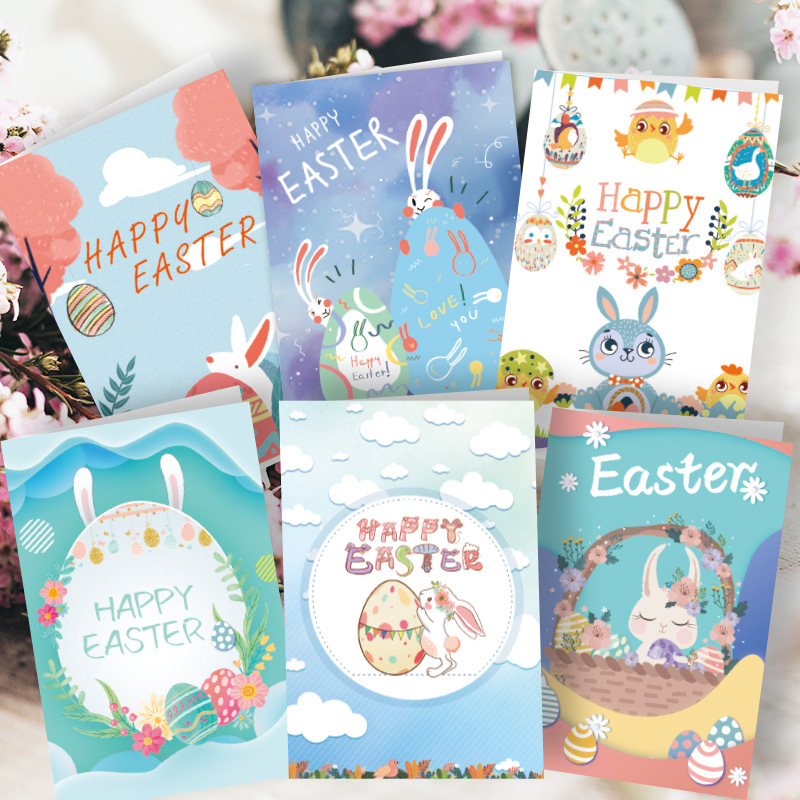 (18-tlg. Set) Mini Glückwunschkarten Oster Doppelkarten mit Sticker   Umschläge - Happy Easter