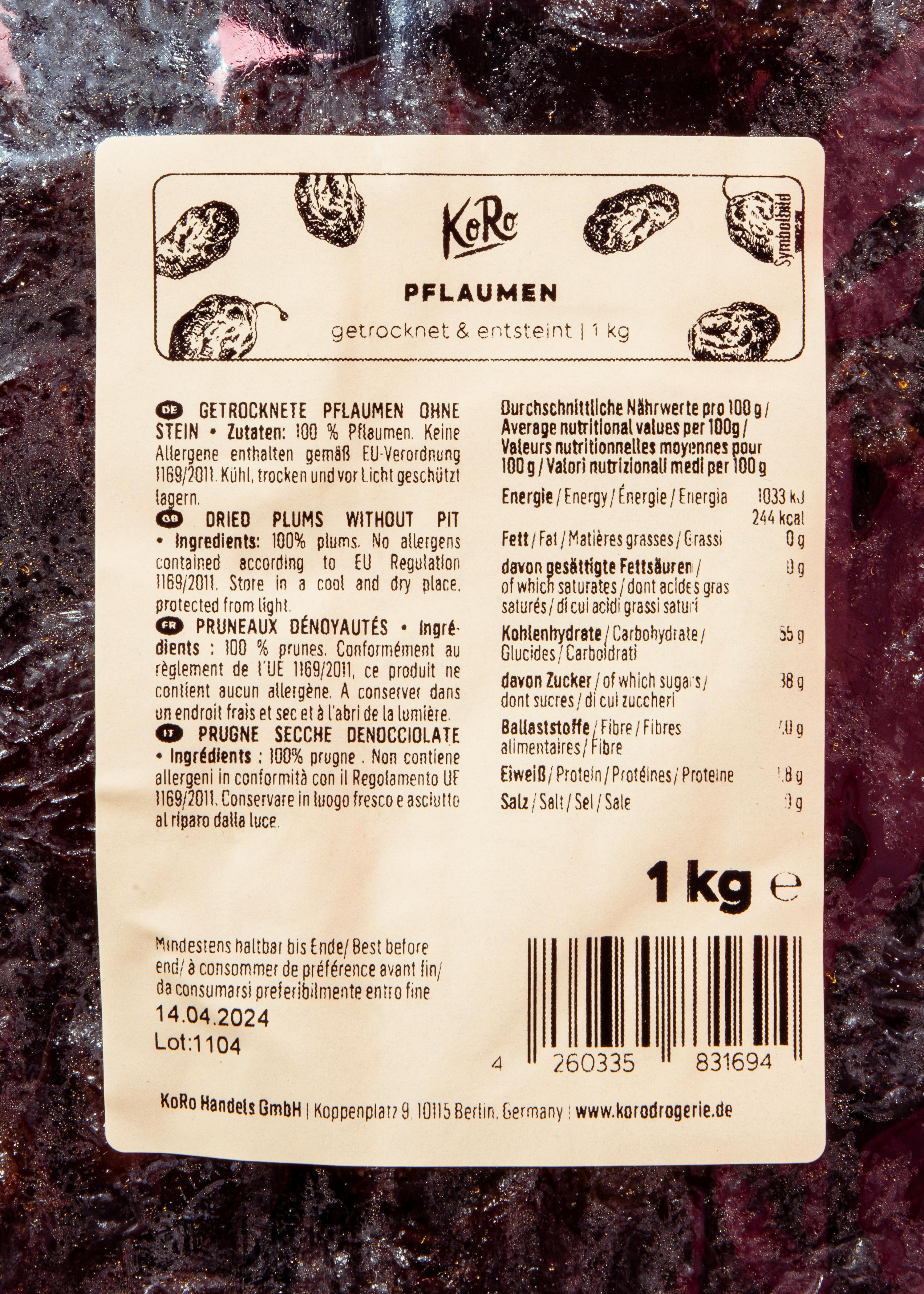 Getrocknete und entsteinte Pflaumen 1 kg