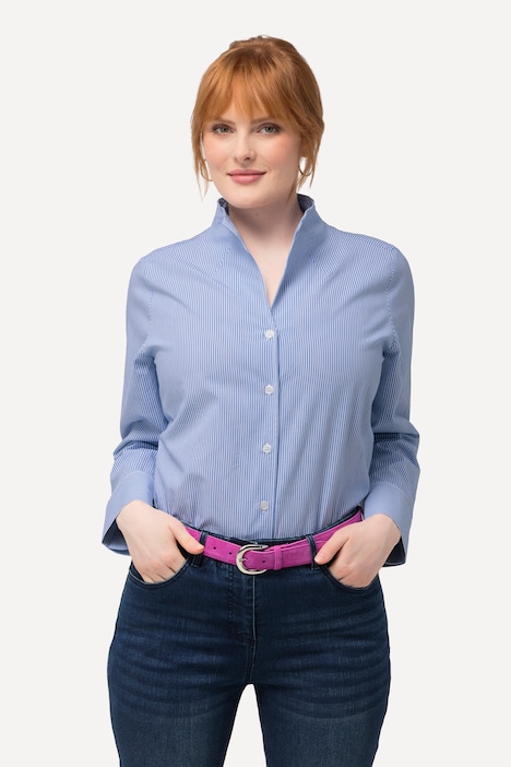 Bluse, Streifen, Kelchkragen, Langarm