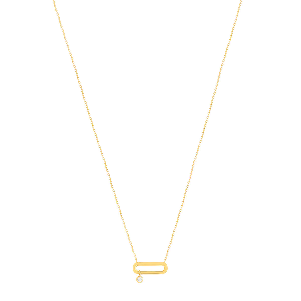Collier plaqué or motif ovale zirconia 45 cm