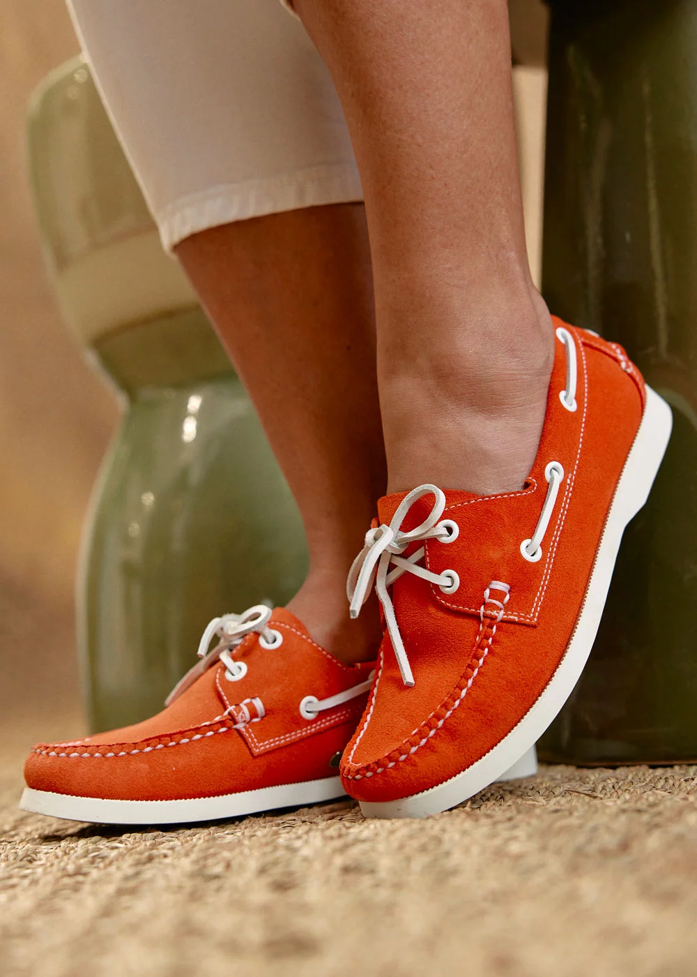 MOCASSIN BOAT SHOE VELOURS CORAIL