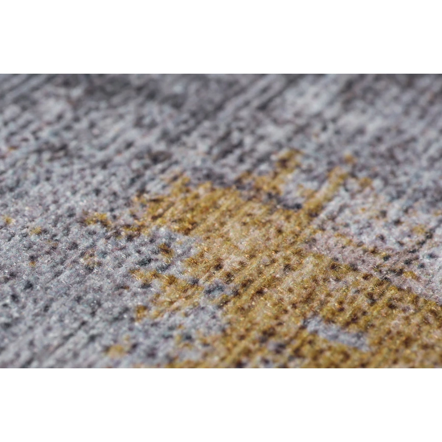 HOMCOM Teppich aus pflegeleichtem Kurzflor  mit Modernem Design 290 cm lang grau, gelb