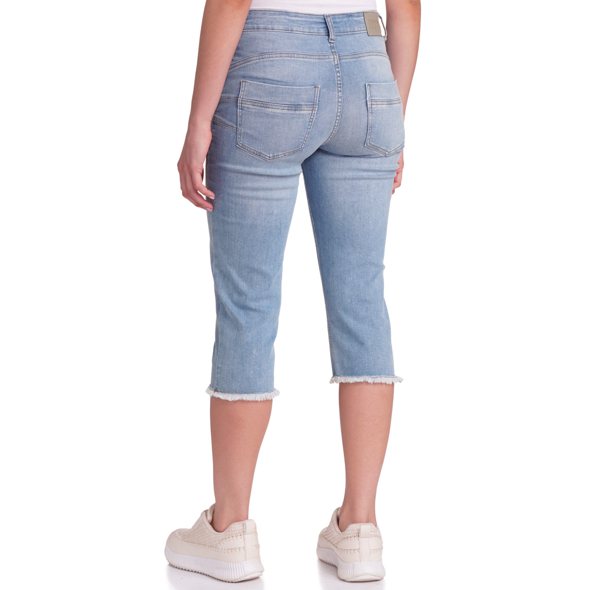 Damen Capri-Jeans in Denim-Optik hellblau
