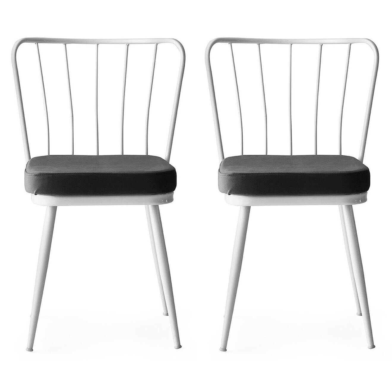 Homitis 2 Chaises Yildiz blanc/noir - 43x82x42 cm