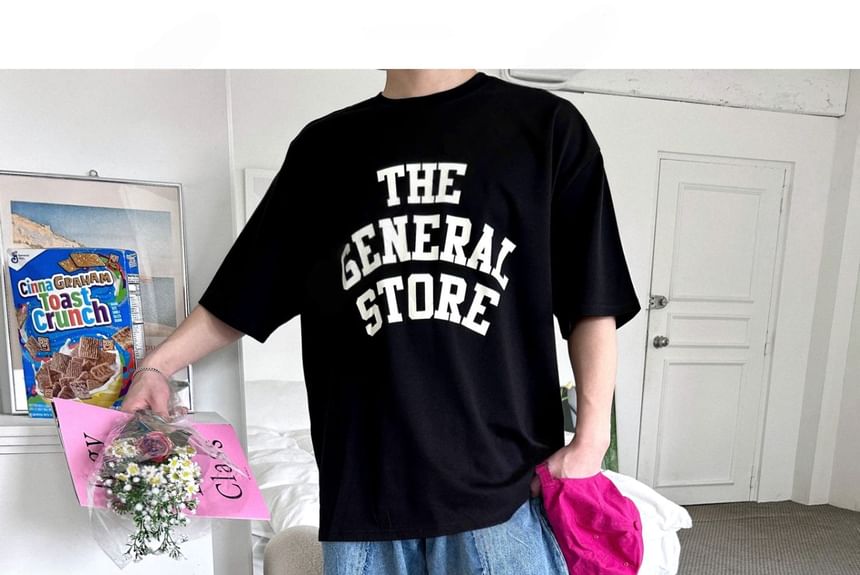 SeoulPop - T-shirt met korte mouwen en tekst in losse pasvorm