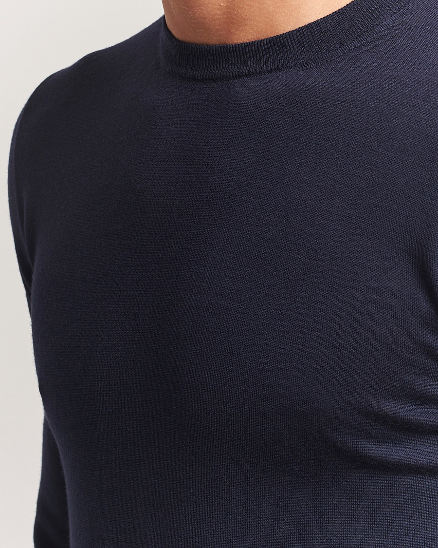 Canali Merino Wool Crew Neck Navy