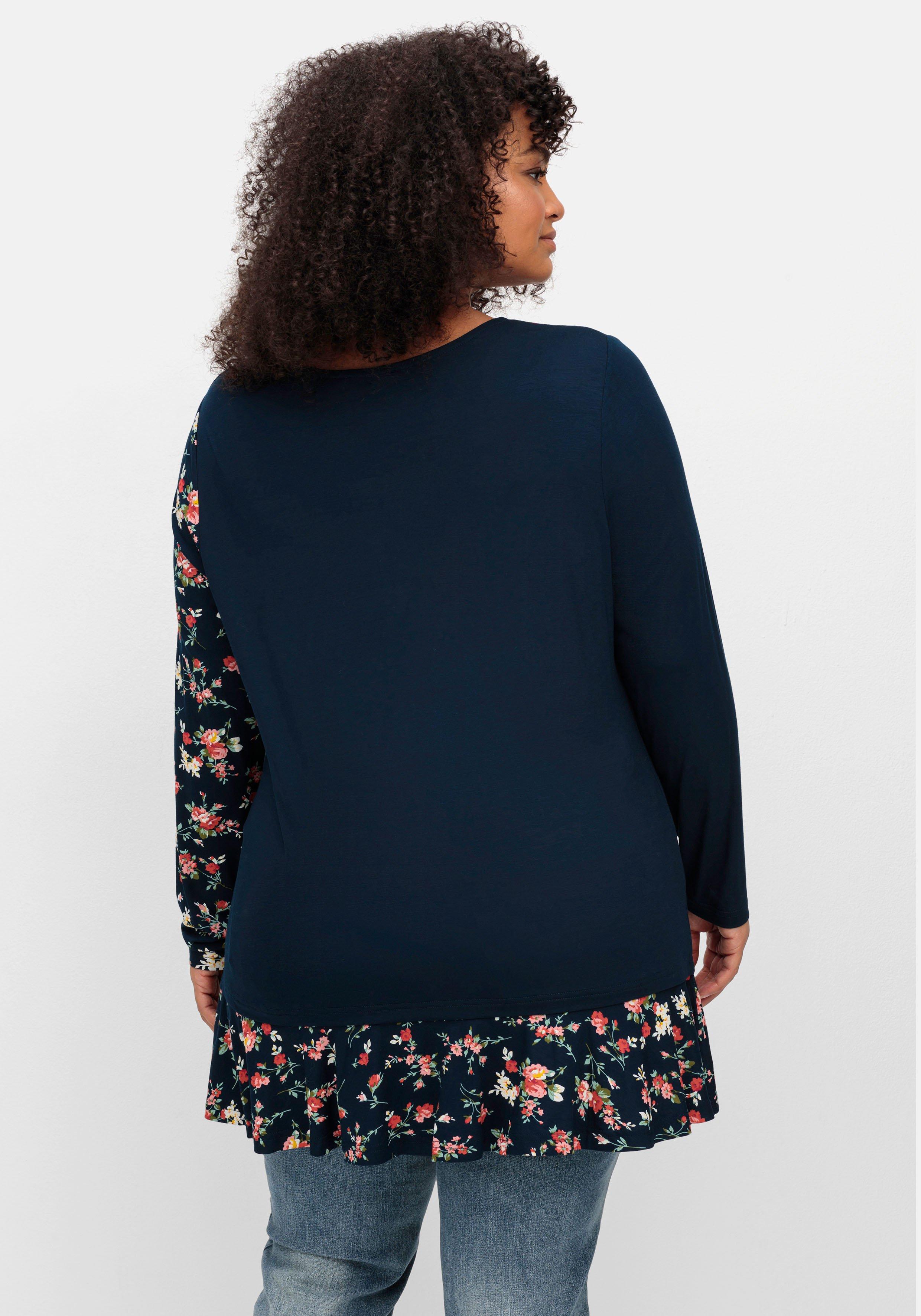 Longshirt mit floralem Druck, in Double-Layer-Optik