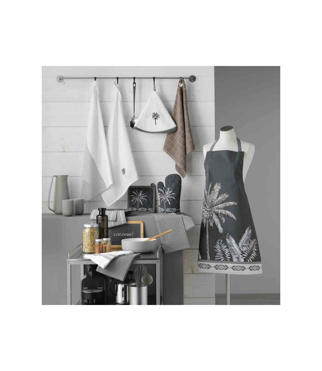Tablier de Cuisine Imprimé Cocoty 60x84cm Taupe