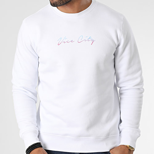 Sweat Crewneck Vice City Los Angeles Blanc