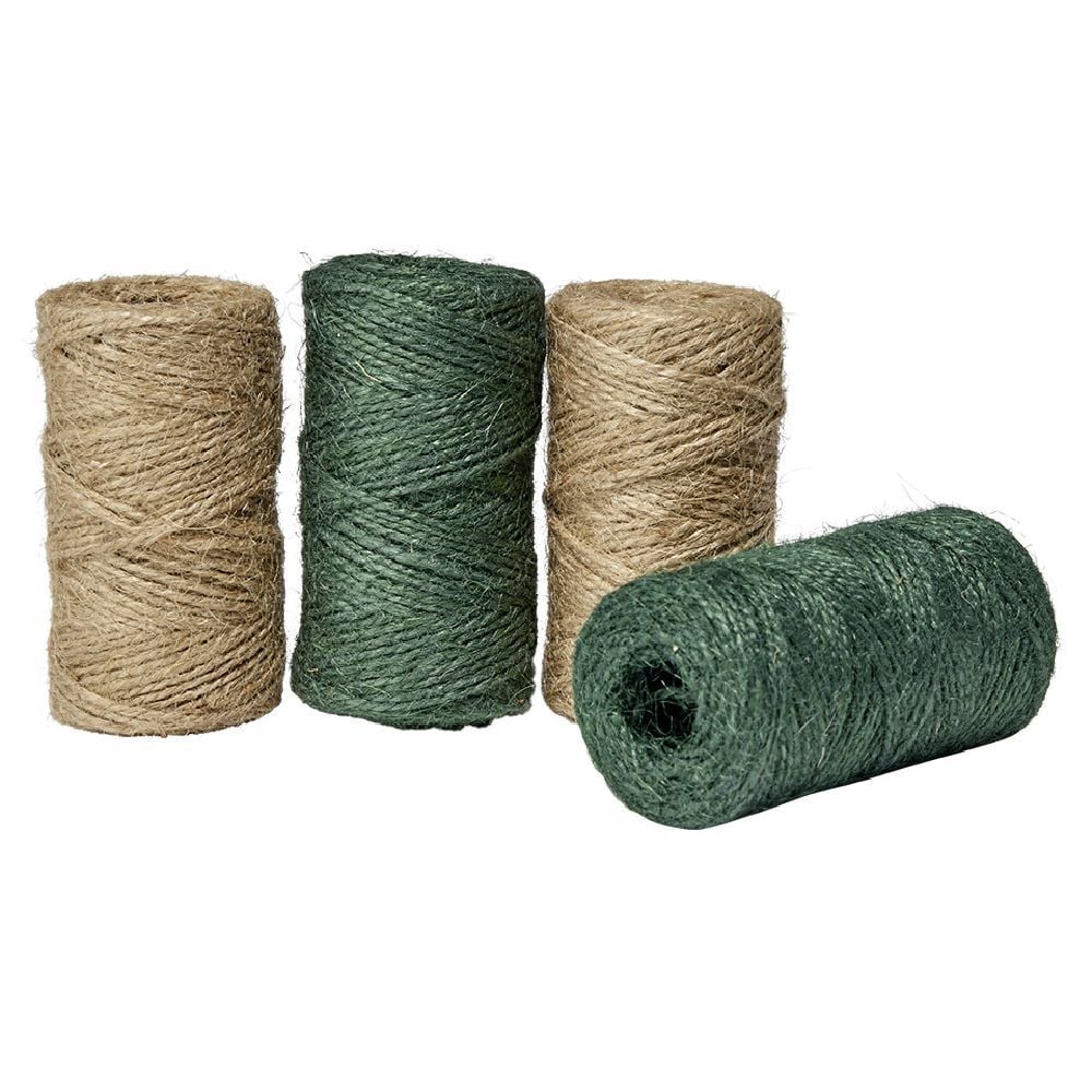 Bobine fil de jute vert et beige 60 m x4