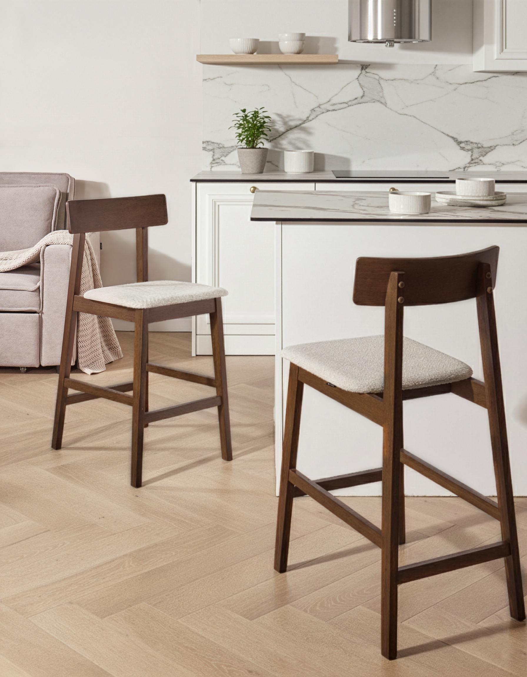 Set van 2 barstoelen ISANTI Hout Donkerbruin/taupe