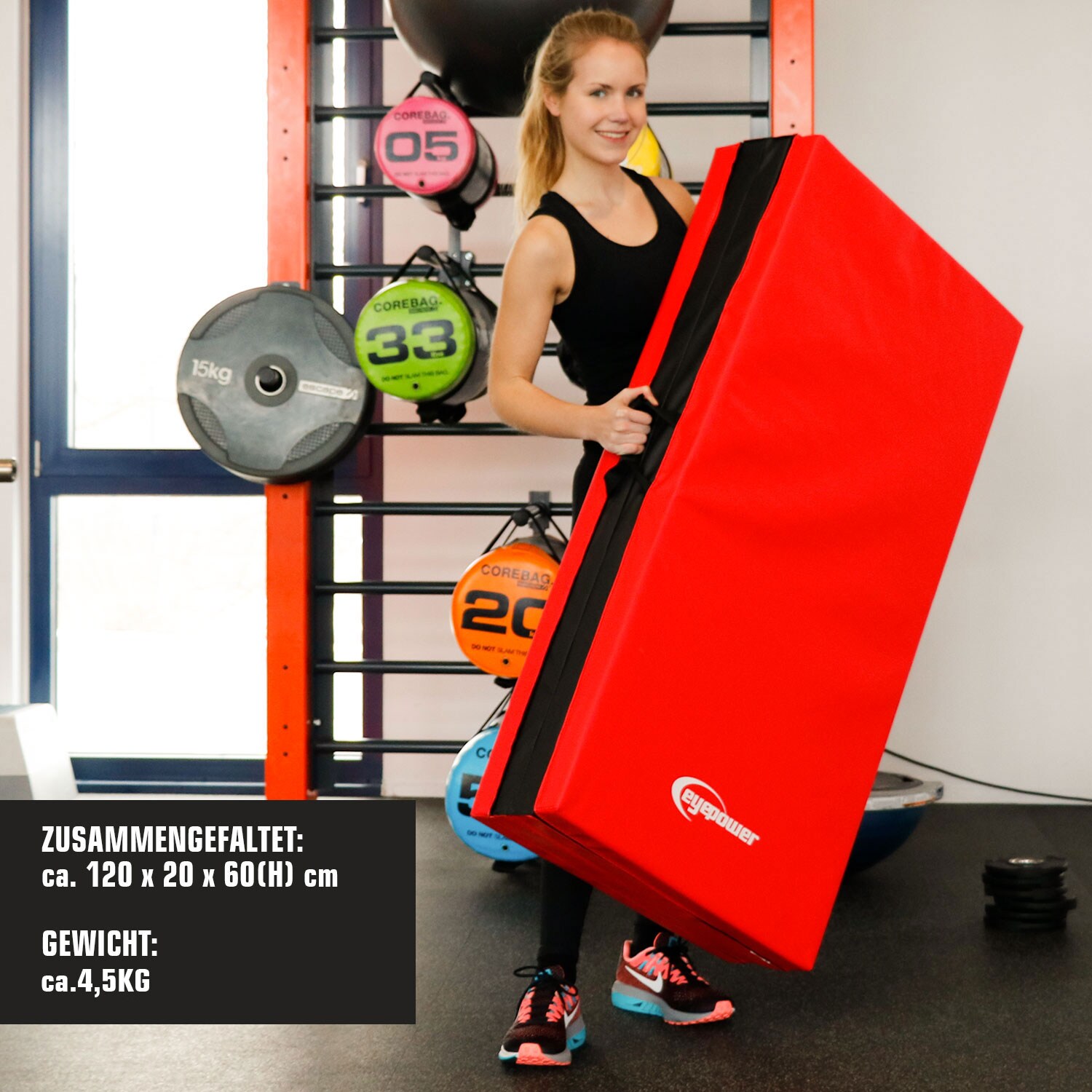 XXL Weichbodenmatte 220x110x5cm - Faltbare Turnmatte