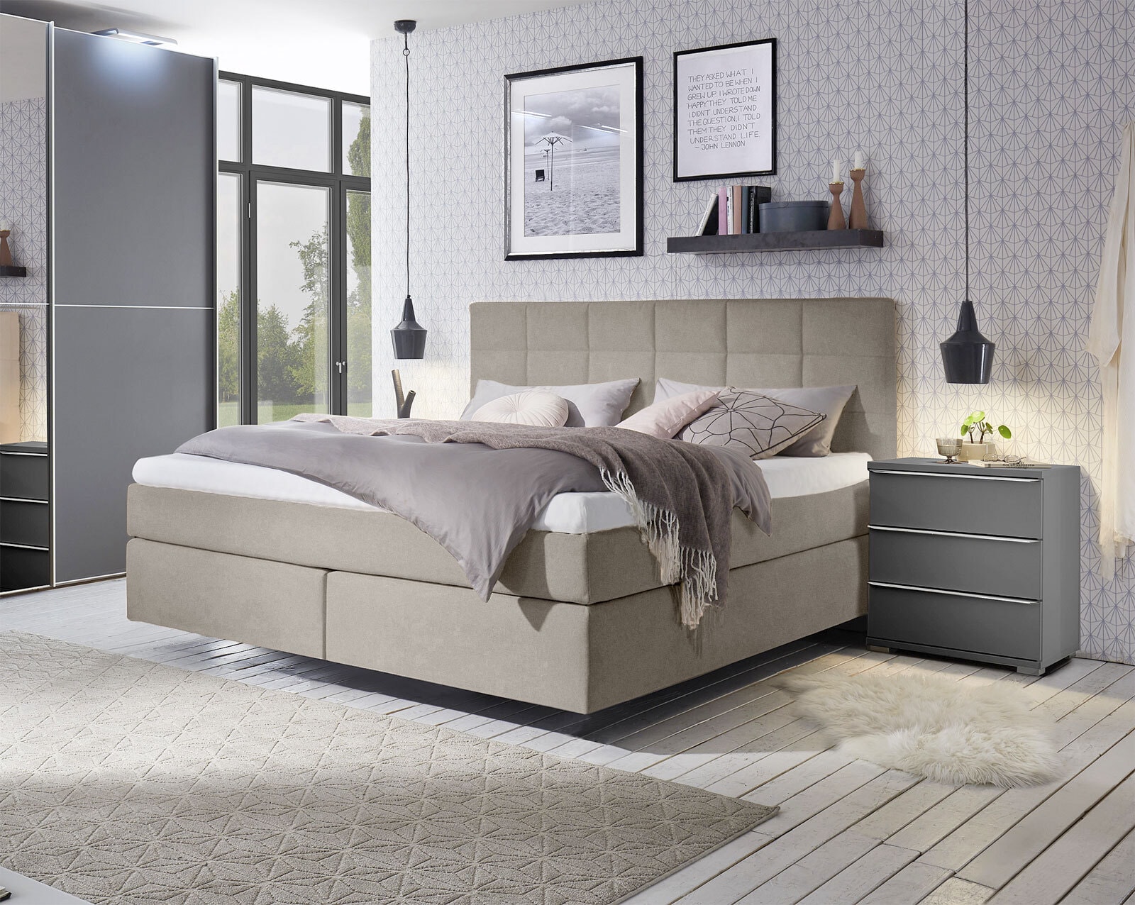 vito Boxspringbett ASETTO 180 x 200 cm grau