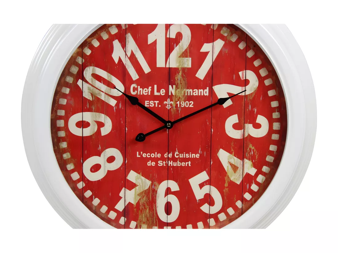 Horloge ancienne murale chef le normand Métal Rouge-Bordeaux - Décoration d'Autrefois