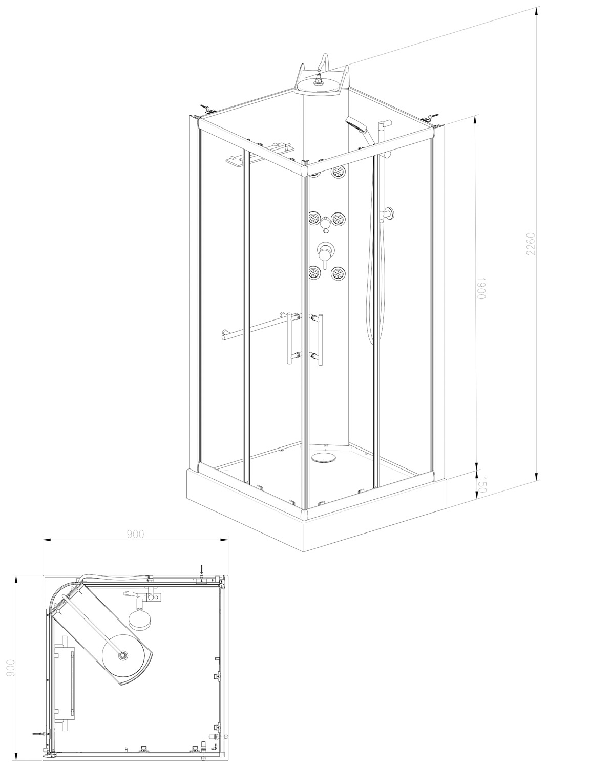 Mueller Company complete douchecabine 90x90x218cm