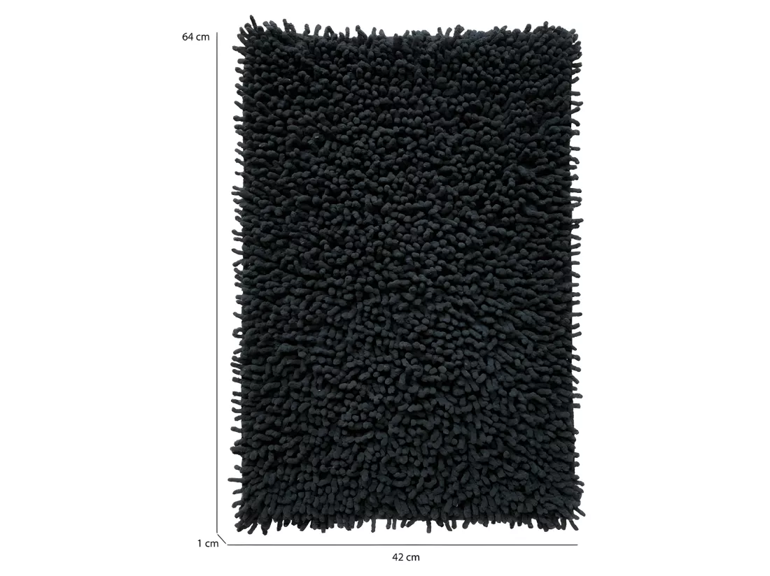 Tapis de salle de bain 40 x 60 cm coton chenille anthracite - NAPOLEON