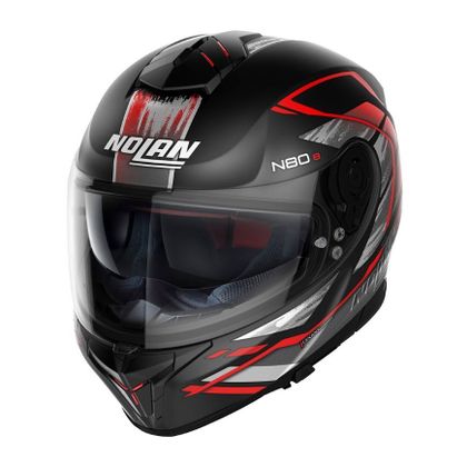 Casque Nolan N80-8 - THUNDERBOLT N-COM - Noir / Rouge