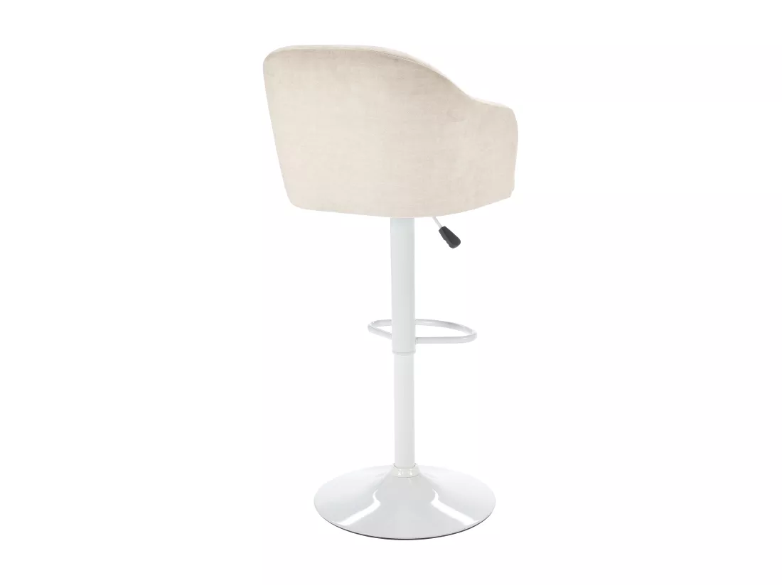 Lot de 2 tabourets de bar en tissu et métal - Hauteur réglable - Crème et blanc - CARSTEN