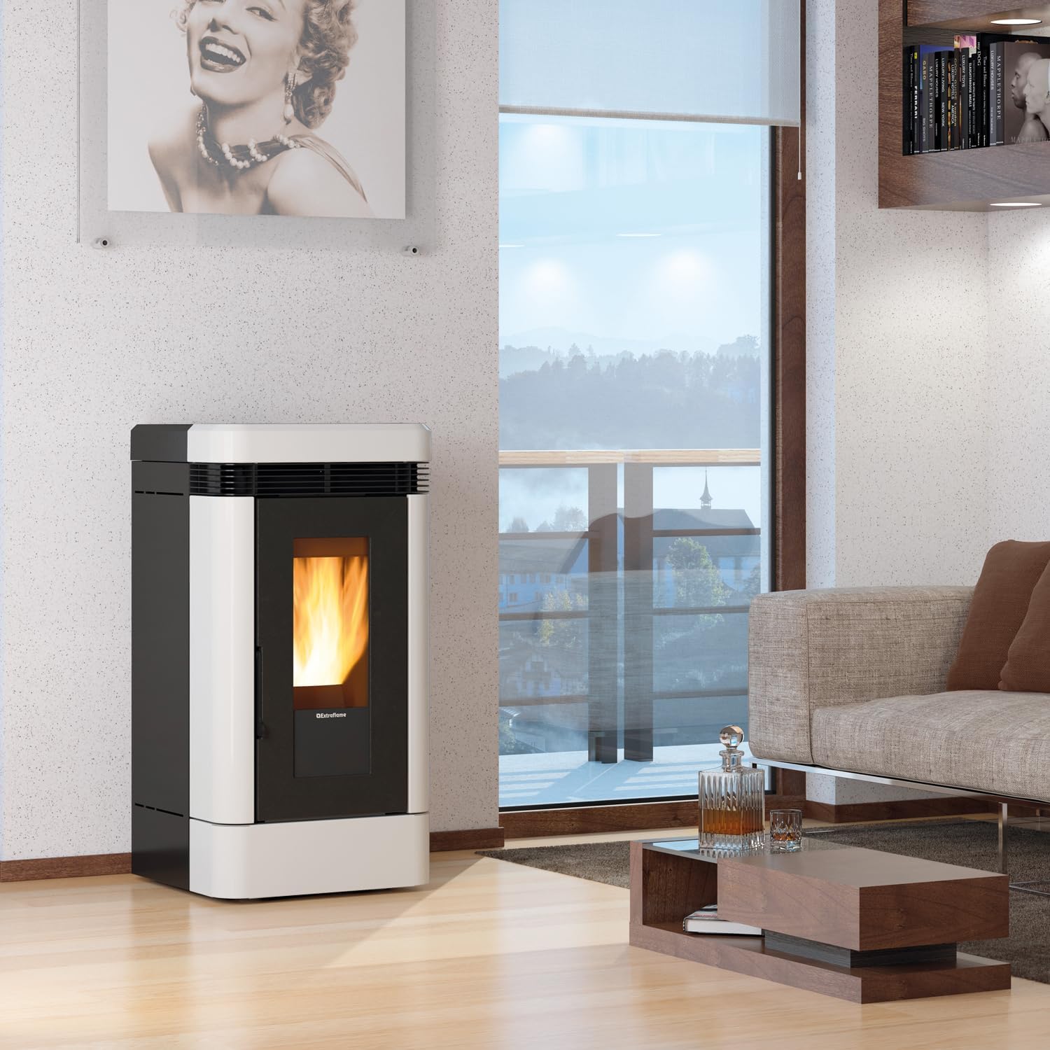Extraflame 1283251 Lucia Plus Pelletofen Weiß/A+