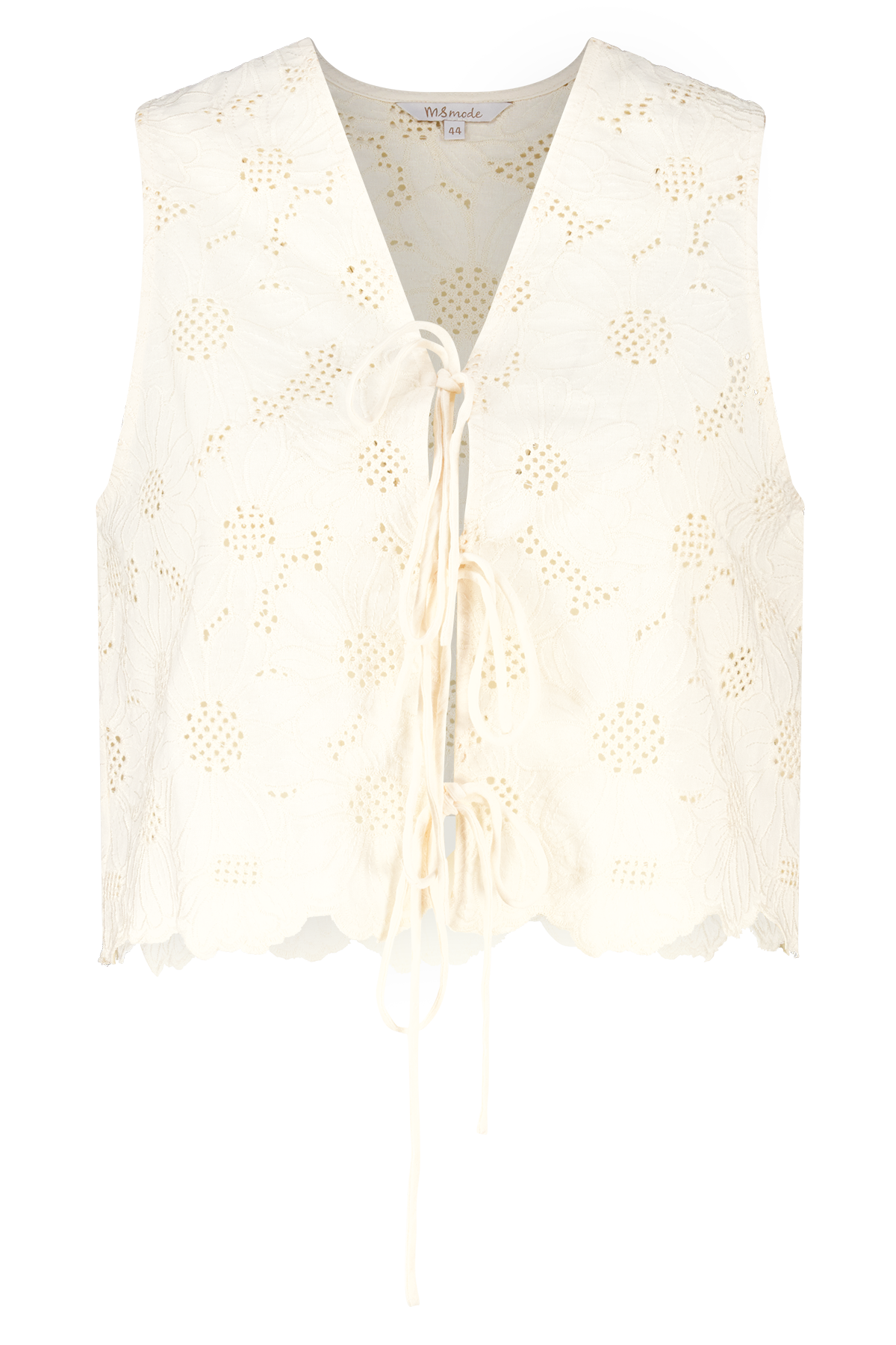 Gilet van katoen met broderie Cream