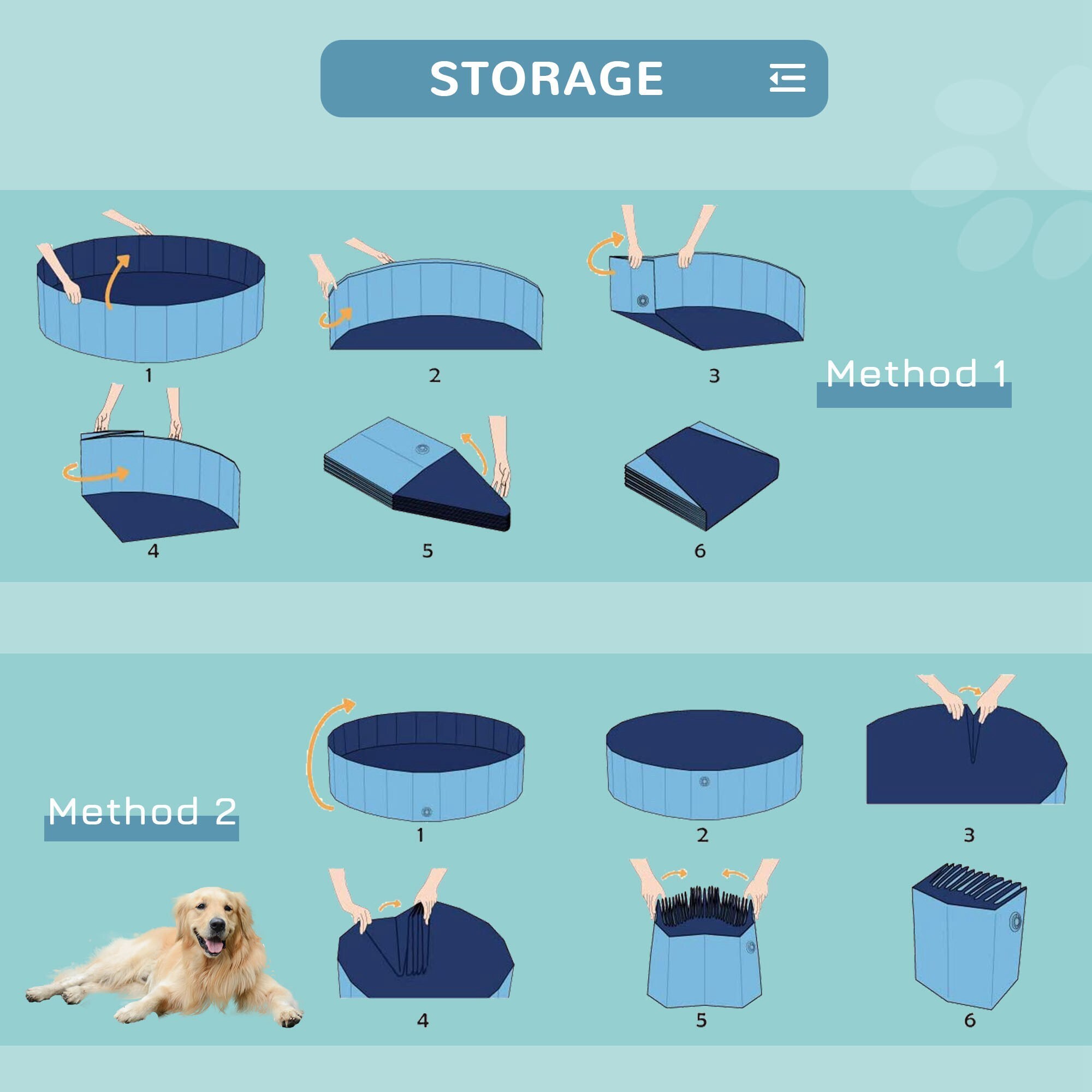 PawHut Hundepool mit Wasserablassventil blau 120 x 30 cm (ØxH)