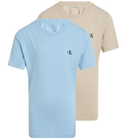 Calvin Klein T-Shirt - 2er-Pack - Monogramm - Blue Bell/Oyster G