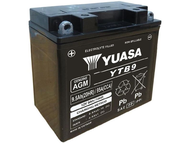 YUASA Motorradbatterie AGM 12V/9.5Ah/95A Wartungsfreie Batterie