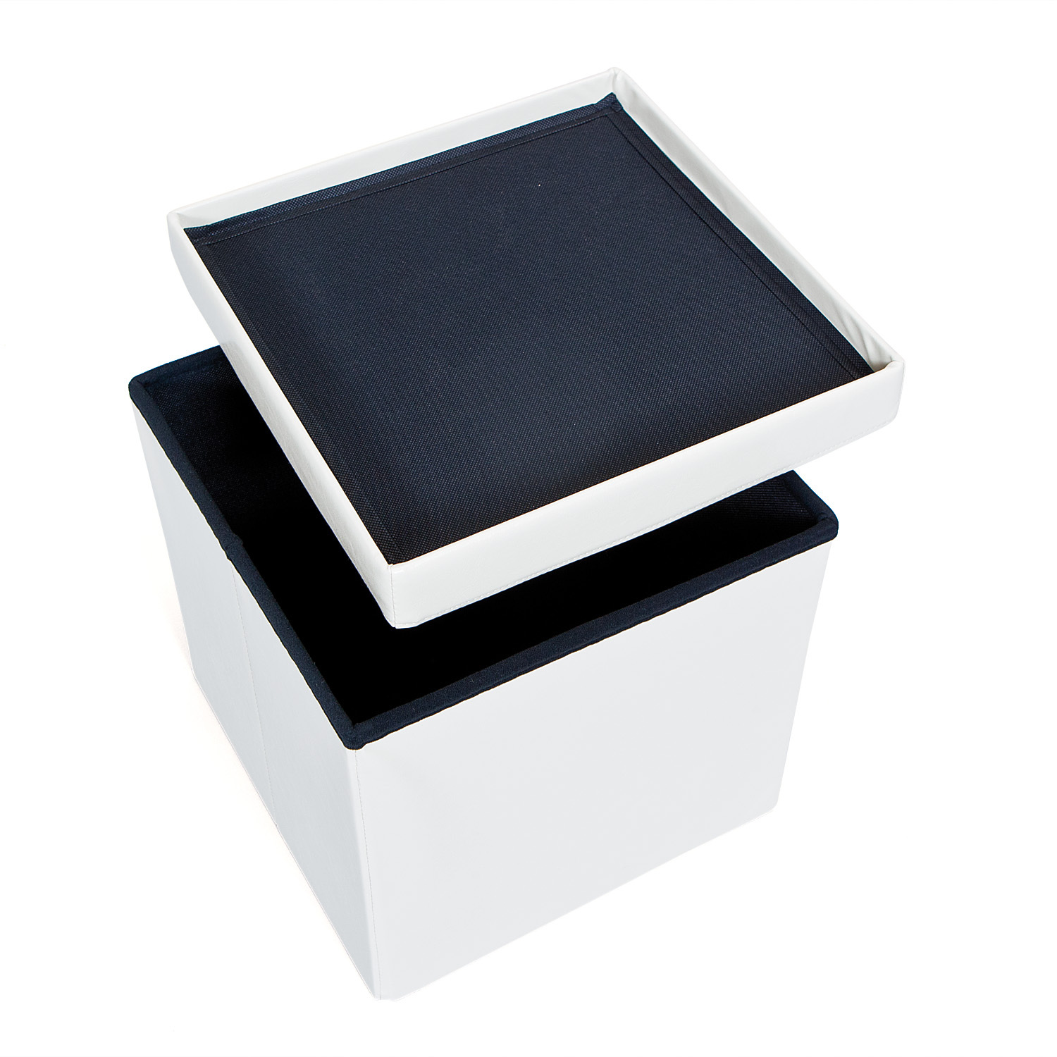 Faltbox SETTI - weiß - Kunstleder - mit Sitzpolster - 38 cm
