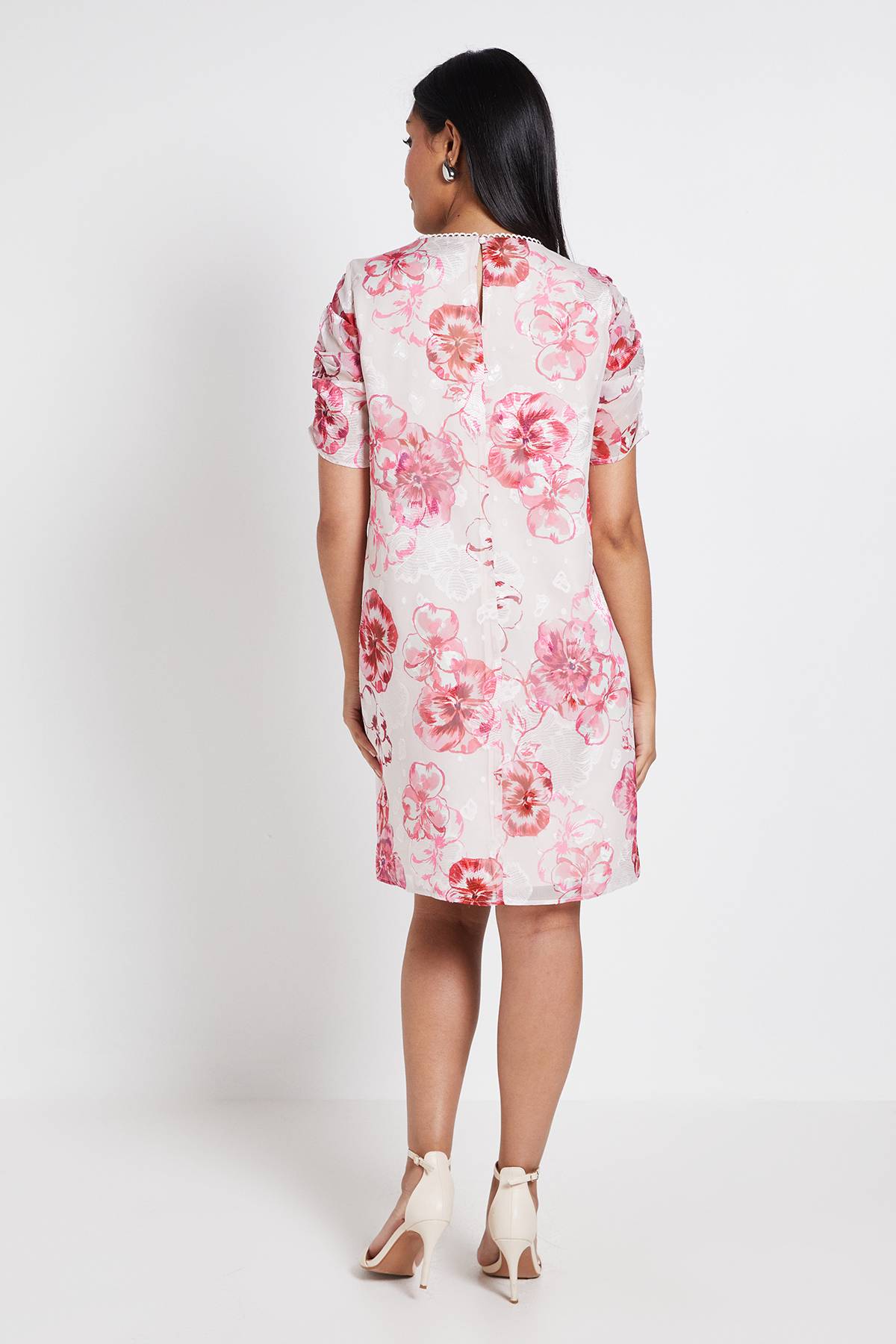 Wallis Robe Droite À Manches Bouffantes Et Motif Fleuri Petite