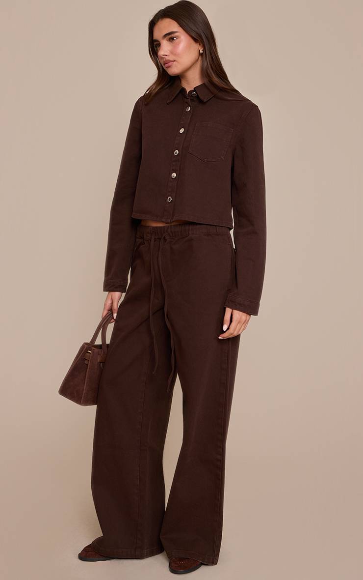 Chocolat Jean En Denim Taille Moyenne Avec Ceinture À Nouer