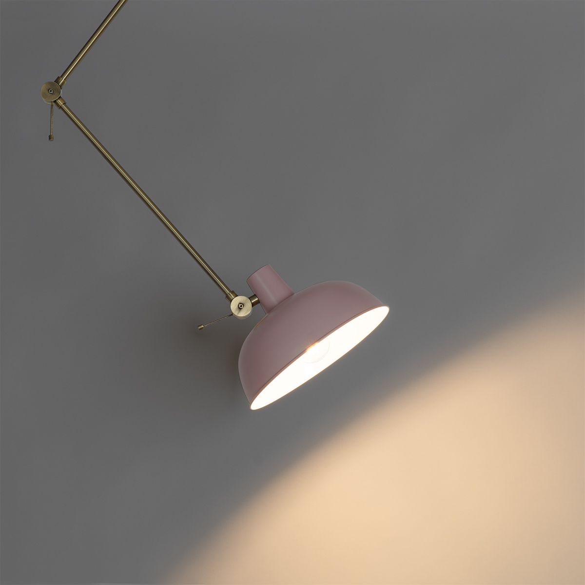 Retro plafondlamp roze met brons - Milou